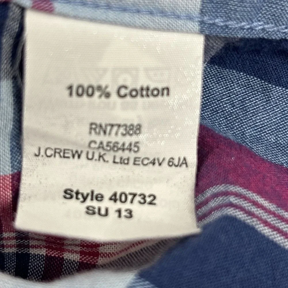 J. Crew mens shirt Summer Plaid M‎ Button Down Long Sleeve Tartan Plaid Cotton